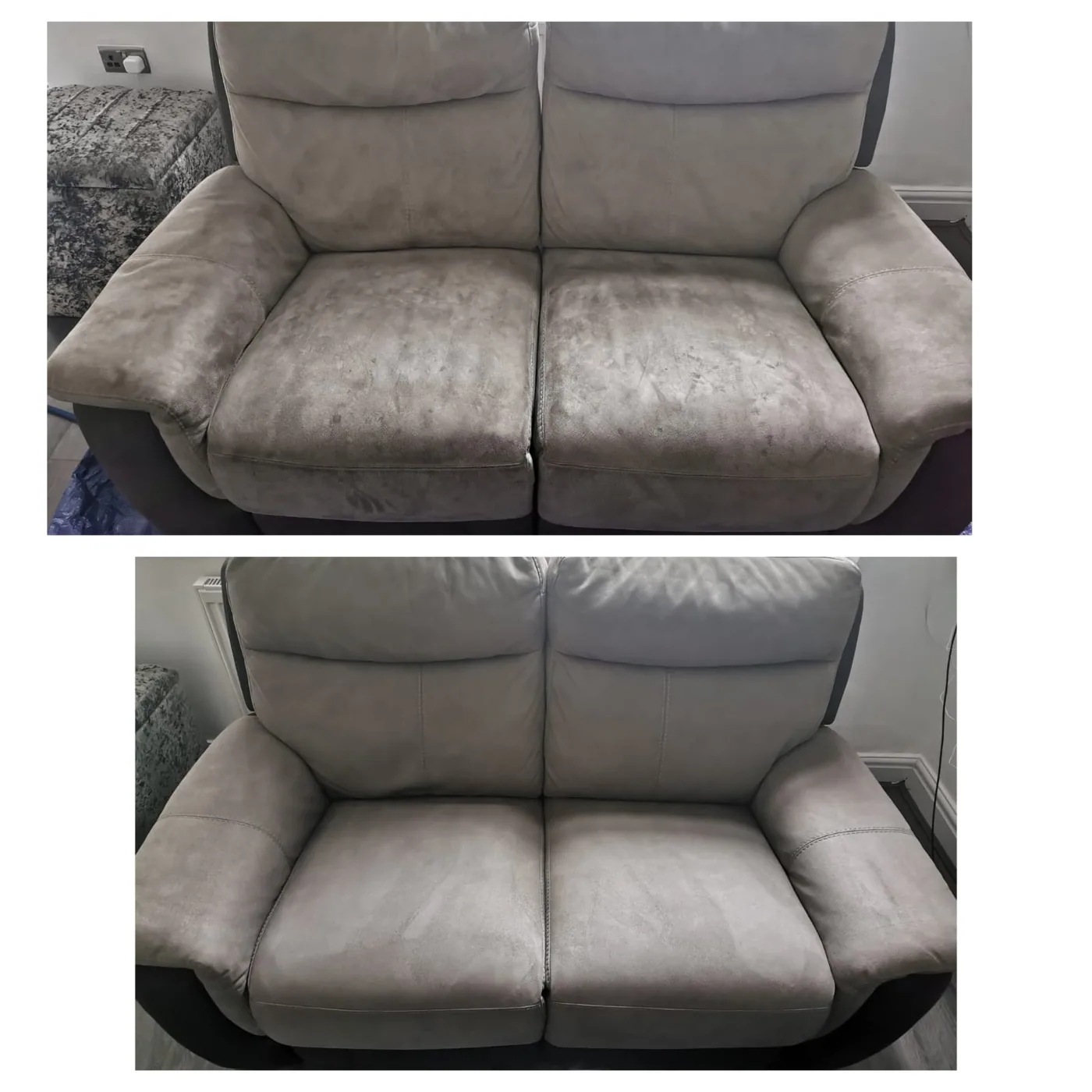 Yellow sofa before and after